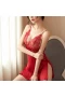 V Neck Lace Chemise Mini Teddy Nightwear Red