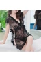 Sexy Lingerie Eyelash Lace Babydoll Deep V Nightwear