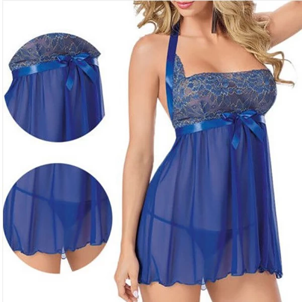 Women Sexy Nightgown Lace Chemise V Neck Babydoll