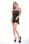 Sexy Sleepwear Lace Side Slit Chemise Nightgown Black