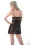 Sexy Sleepwear Lace Side Slit Chemise Nightgown Black