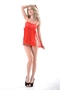 Sexy Sleepwear Lace Side Slit Chemise Nightgown Red
