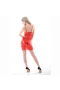 Pu Leather Bodycon Babydoll Sheer Lace Dress Red