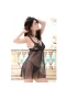 Embroidery Sleepwear Lace Chemise Mini Dress Black