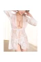 V-Neck Kimono Robe Babydoll Lingerie Mesh Nightwear White