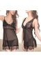 Eyelash Lace Chemise Babydoll Nightwear Black