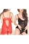 Eyelash Lace Chemise Babydoll Nightwear Red