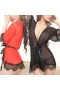 Women Lace Kimono Robe Babydoll Nightgown Red