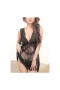 Eyelash Lace Babydoll Mesh Sheer Chemises Black