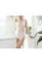 Eyelash Lace Chemise Babydoll Nightwear Set White 9114