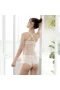 Eyelash Lace Chemise Babydoll Nightwear Set White 9114