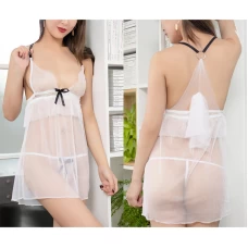 Halter Babydoll Nightwear Set Mesh Sheer Nightgown