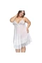 Plus Size Floral Lace Mesh Babydoll Lingerie White