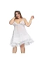 Plus Size Floral Lace Mesh Babydoll Lingerie White