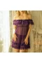 Lotus Leaf Lace Hem Babydoll Strap Chemise Purple