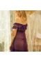 Lotus Leaf Lace Hem Babydoll Strap Chemise Purple