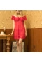 Lotus Leaf Lace Hem Babydoll Strap Chemise Red