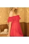Lotus Leaf Lace Hem Babydoll Strap Chemise Red