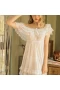 Lotus Leaf Lace Hem Babydoll Strap Chemise White