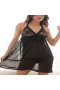 Mesh and Lace Babydoll with Matching G-string Black