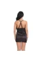 Women V-Neck Lace Backless Babydoll Strap Lingerie Black