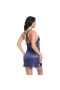 Women V-Neck Lace Backless Babydoll Strap Lingerie Blue