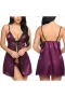 Lace Chemise Nightgown Satin Open Front Nightwear Purple