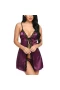 Lace Chemise Nightgown Satin Open Front Nightwear Purple