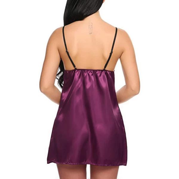 Lace Chemise Nightgown Satin Open Front Nightwear Purple