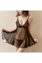 Women Lingerie Babydoll Nightgown Mesh Chemise Black