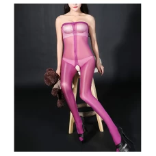 Sexy Sparkle Teddy Off Shoulder One Piece Bodystocking Purple