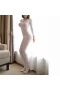 Sheer Mesh Bodysuit Long Sleeve Bodystocking Nightwear White