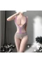 Mesh Cut Out Teddy Lingerie Bodystocking Babydoll Gray