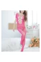 Sexy Slim Tight Pantyhose Crotchless Bodystocking Hot Pink