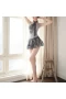 Women Chemises Lace Lingerie Mini Dress with Necklace