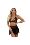 Lace Bralette with Mini Skirt Teddy Lingerie Set Black