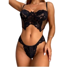 Sexy Lace Lingerie Set Strappy Bra and Panty