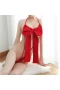 Women's Sexy Halter Neck Lingerie With Bow and Chest Cutout Red