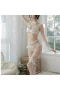 Halter Neck floral Lace Lingerie with Hollow Out White