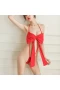 Halter Deep V Neck Lingerie with Big Bow