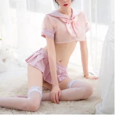 Lingerie Schoolgirls Outfit Cosplay Sailor Costumes Pink