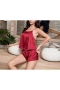 Round Neck Backless Sexy Women Lingerie Set Red