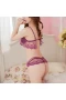 Ruffle Trim Lace Sexy Bra and Panty Set Purple