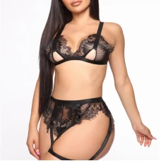 Women Lingerie Sets with Garter Belt 3 Piece Set