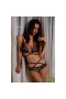 Eyelash Bra and Panty Set Lace Underwear Negligee Black