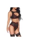 Lingerie Set with Garter Belts Bra and Panty Hot Burgundy