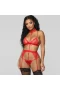 Lingerie with Garter Belts Bra and Panty Red
