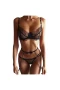 floral Lace Edge Bra Set with Galter Belt
