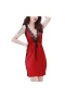 V-Neck Full Slips Mini Teddy Dress Sleepwear Red