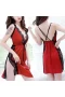 V-Neck Full Slips Mini Teddy Dress Sleepwear Red